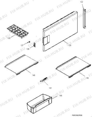 Взрыв-схема холодильника Electrolux EK13411RBR - Схема узла Internal parts